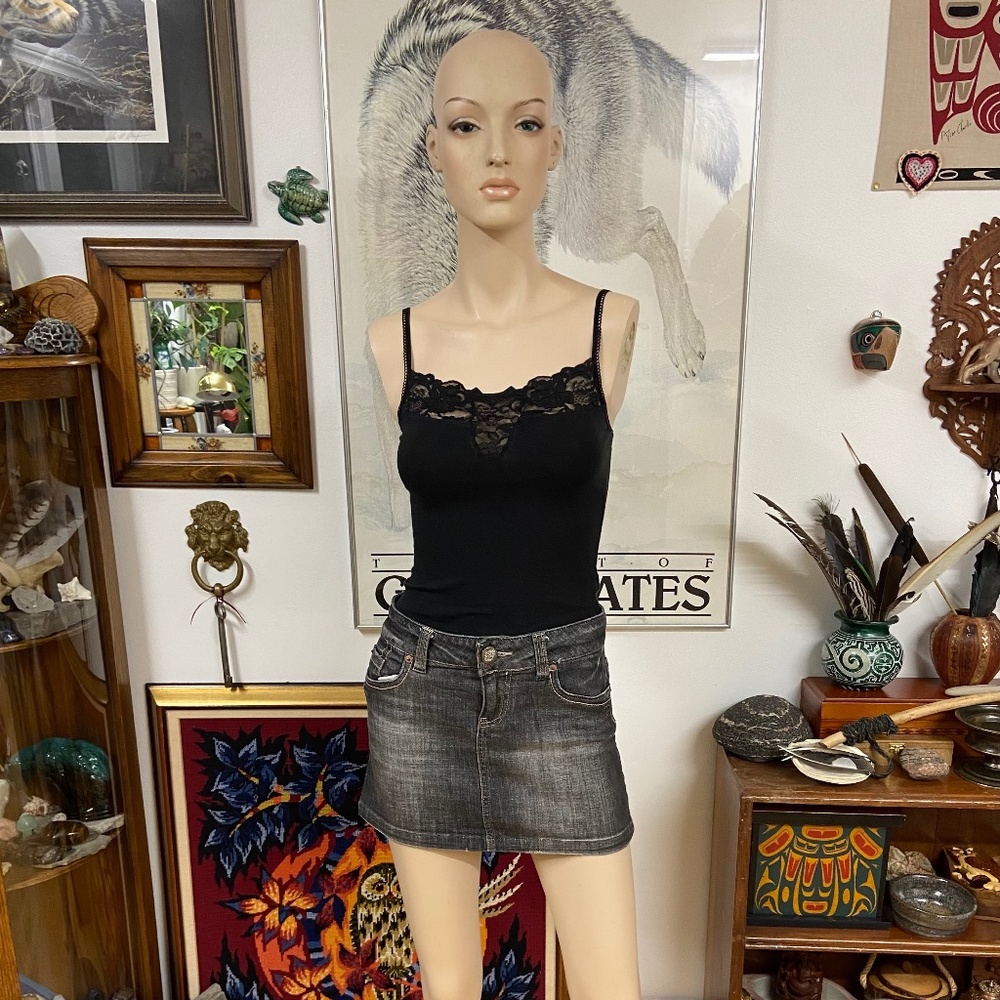 Y2K Grey Wash with Fade Denim Skirt